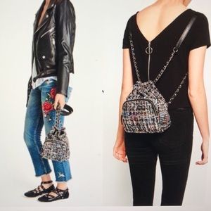 ZARA multi colored tweed backpack
